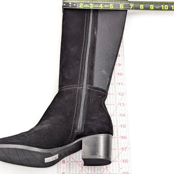 Aquatalia Women Nova Black Suede Stretch Panel Dress Office Knee Boots size 6.5 - Picture 9 of 10